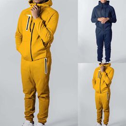 Men's Tracksuits Juniors Pant Suits Formal Mens Fashion Casual Letters Solid Color Two Piece Hooded Pocket Sweater Pants Set