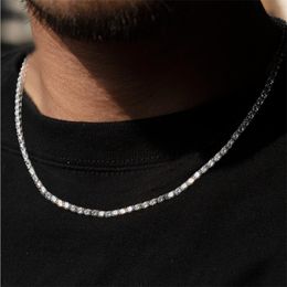 Hip Hop Necklace Tennis Chain Designer Jewellery Necklace Mens Ice Chain Jewellery Diamond Row Mesh Buckle Silver Rose Gold Moissanite Necklace