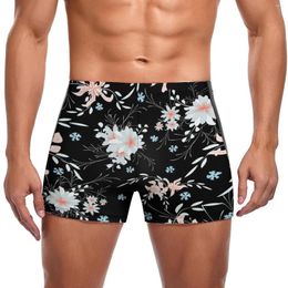 Men's Swimwear Floral Print Swimming Trunks Flowers Design Art Training Plus Size Swim Shorts Custom Stay-in-Shape Male Briefs