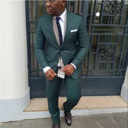 New Dark Green Mens Slim Fit Simple Suits for male Men's Classic Wedding Suit For Groom Formal Party Tuxedos 2 Pieces332J