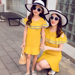 Family Matching Outfits Family Matching Clothes Summer Mum Daughter Yellow Dress Mommy and Me Clothes Matching Family Outfits Kids Girl Dresses