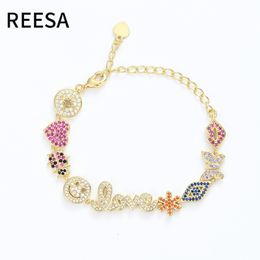 Fashion Rainbow Cz Paved Multi Charm Necklace For Women Lady Wedding Short Choker Heart Smile Eye Kiss Pendant Jewellery Gift 210331