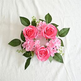 Decorative Flowers Candle Holder Wreath Floral Centrepieces For Table Ceremony Reception Artificial Rose Flower Garlands Wedding Decoration