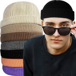 Berets Brimless Knitted Hats For Men & Women Caps Wool Fashion Simple Warm Skullies Beanies Solid Autumn Winter Beanie Cap Trendy Style