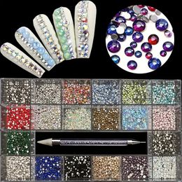 21 Grids Nail Art Rhinestones Kit, Random Mix Shape Nail Rhinestones For Acrylic Nails, Sparkling Rhinestone Nail Beads, Glitter Crystals 3D Charms Nail Accessories