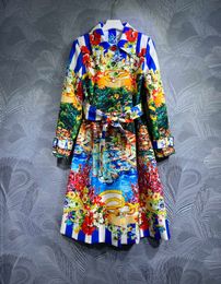 Designer Women's Coat 2023 Autumn/Winter New European Style Fashion Polo Collar Long Sleeve Mid length Windbreaker S-XXL Monochrome