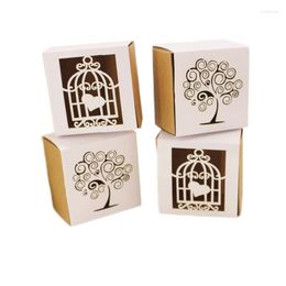 Gift Wrap 50/100CS Tree Of Life Kraft Paper Candy Box Love Heart Carriage For Guests Wedding Birthday Baby Shower Party Supplies