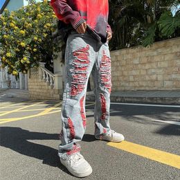 Men's Jeans 2023 Ripped Punk Baggy Men Grunge Pants Straight Loose Hip Hop Women Retro Denim Trousers