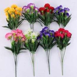 Decorative Flowers Diy Arrangements Wedding Bridal Bouquet Fake Flower Combo 10-Heads Stems Artificial Carnation