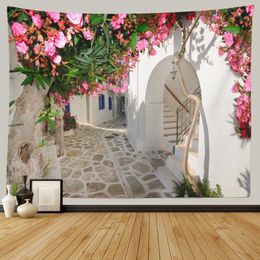 Tapestries SepYue Flower Tapestry Hippie Landscape of Cave Path Tapestries Wall Hanging Curtain Background Boho Decor Room Wall Blanket