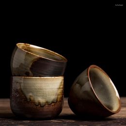 Cups Saucers Chinese Retro Stoare Teacup Kiln Turned Ceramic Tea Cup Japanese Master Quaint Set Accessories Single