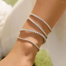 Charm Bracelets Crystal Tennis Bracelet For Women Hip Hop Trendy 3/4/5MM Cubic Zirconia Bangle Teen Girl Chain On Hand Wedding Jewelry H027