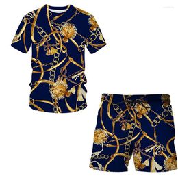 Men's Tracksuits 2023 Men Summer 3D Pattern Print Round Neck Short Sleeve Shirt Casual Trend Shorts Polyester Material Oversized Fashion Set