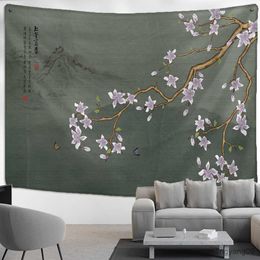 Tapestries Hand Painted Flower And Bird Figure Tapestry Wall Hanging Ink Painting Home Background Cloth Decor R230811