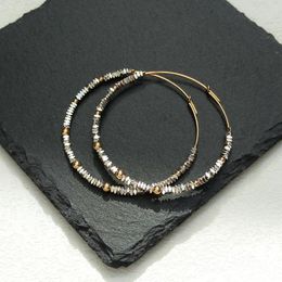 Hoop Earrings Lii Ji Silver Colour Hematite American 14K Gold Filled 45mm Handmade Trendy Female Jewellery