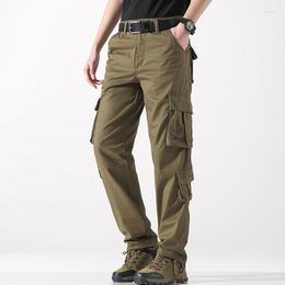 Men's Pants 2023 Autumn Winter Cargo Multi-Pocket Male Tactical Straight Loose Men Trousers Plus Size Solid Colours