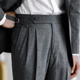 Men's Suits 2023 Men Spring Autumn Fashion High Waist Straight Pants Business Dress Male Button Suit Formal Trousers P171