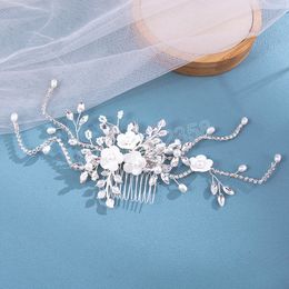 Silver Color Hairpin Hair Comb Bride Princess Tiaras HairBun Fork Fashion White Crown Wedding Hair Jewelry Gifts