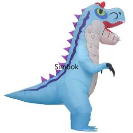 Exotic Dragon Dinosaur Inflatable Costume Blue Station for Adult Men Women Funny Show Halloween Mascot Clothes