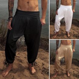 Men's Pants Lady Soft Trousers Solid Colour Vintage With Wide Waistband Ankle-banded Design For Beach