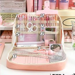 Cosmetic Bags Canvas Make Up Bag Large Capacity Pink Aesthetic School Pencil Stationery Supplies Pen Case Zipper Pouch