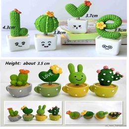 Decorations Ornament Spring Shaking Head Toy Plant Flower Cactus Potted Interior Decor for Car Home Office R230811