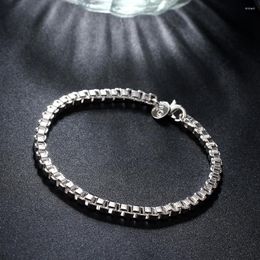 Link Bracelets Special Offer Fashion 925 Stamp Silver Color Bracelet For Man Woman Classic 4MM Box Chain Jewelry Wedding Party Christmas