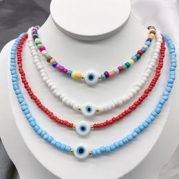 Pendant Necklaces One Pcs/Lot Colorful Glasses Beads Eye Bead Choker Necklace Handmade Jewel