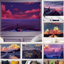 Tapestries Ashou Dusk Sunset Tapestry Wall Hanging Decor Home Decoration Wall Tapestry Aesthetic Wall Decor Twilight Tapestry Decoration