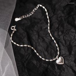 Link Bracelets FoYuan Silver Color Simple Sweet Rice Heart Bracelet Female Fashion Personality Small Fresh Bean Student Jewelry