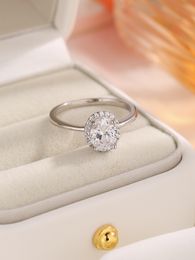 2023 New S925 Sterling Silver European and American Fashion Women's Ring Full Diamond Four claw Ring Engagement ring Hot Sale