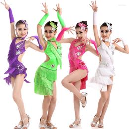 Stage Wear 95-165cm Childrens-Fancy-Dress Tassel Latin Fringe Dress Girls Performance Samba Costume Kids Sexy Salsa/Tango