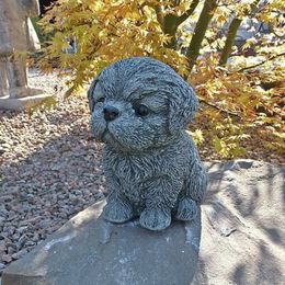 Decorative Objects Figurines 1pcsgarden Decoration Outdoor Shih-tzu Dog Lovers Gift Shih Tzu Puppy Garden Statue Dog Statueadornos Jardin Exterior 230810