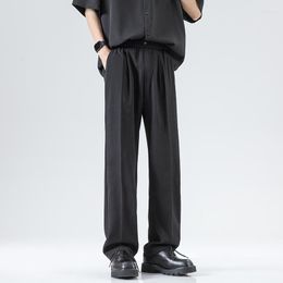 Men's Pants Summer Thin Solid Loose Ice Silk Straight Leg Youth Fashion Versatile Casual Draping Air Conditioned Trousers