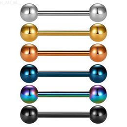 6PCS Titanium Tongue Rings Colorful Tongue Barbell Tongue Body Piercing Jewelry 12mm 14mm 16mm 18mm L230811