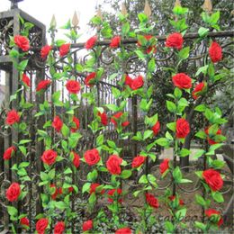 Decorative Flowers Artificial Roses Flower String Rattan For Wedding Birthday Party Decoration DIY Wall Arches Garland Vines