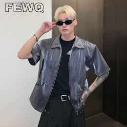 Men's Jackets FEWQ Deconstrction Short Sleeve Liquid Pleating Male Korean Fashion Shoulder Pad Coats Niche Design Trendy 24B2977 230810