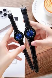 Mens Womens Casual simple belt quartz waterproof couple watch waterproof Leather watch