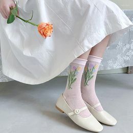 Women Socks Summer Children's Ultrathin Japanese Glass Fibre Mid Tube Short With Curled Edges Women's Stacked
