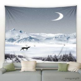 Tapestries Landscape Printing Tapestry Elk Forest Wall Hanging Large Tapestry Art Living Room Bedroom Background Blanket Can Be Customised R230811