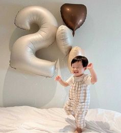 Decoration Inch Cream Colour Large Number Aluminium Film Balloon White Number Heart Globe Birthday Wedding New Year Decor