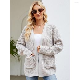Women's Knits Solid Loose Women Cardigan 2023 Autumn Chic Knit Coat Long Sleeve Open Front Fall Casual Breathable Jacket Sweater With