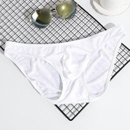 Underpants Ice Silk Men Breathable Briefs Sexy U Convex Pouch Panties Low-Rise Male Lingerie Shorts Underwear Peni Bulge