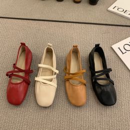 Dress Shoes Bailamos Women Shoes Brand Designer Mary Janes Shoes Woman Square Toe Japanned Leather Flats Vintage Narrow Band Loafers 230810