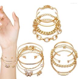 Charm Bracelets Boho Gold Chain Trendy Stackable For Women Adjustable Plated Cuban Link Coin Bracelet Set