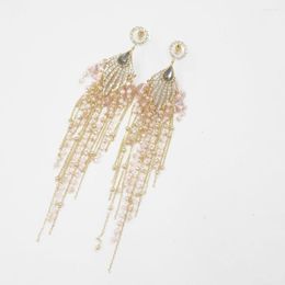 Dangle Earrings Design Multi Crystal Tassel For Women Charms Rock Jewellery Handmade Glass Bead Chain Long Earring Wedding Bijoux