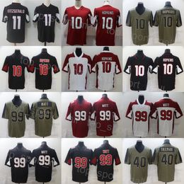 Men Football 99 JJ Watt Jersey 40 Pat Tillman 10 Deandre Hopkins Ed Salute to Service Army Green Black Red White for Sport Fans Breathable