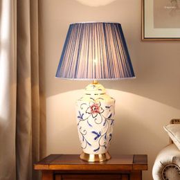 Table Lamps 40x68cm Hand Painting Enamel Ceramic Lamp For Living Room Bedroom Gold-Painted Bedside Night Lights