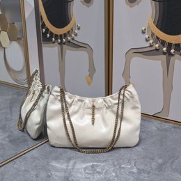 Super soft women's designer leather shoulder bag with retro cloud shaped underarm chain bag M2025 black white fashionable handbag wallet