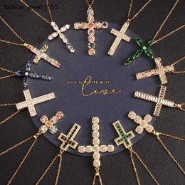 Pendant Necklace Fashion Trend Diamond Cross Pendant Chain Women's Men's Jewelry Gold Pendant Necklace Cross Necklace Stainless Steel Necklace Free Shipping